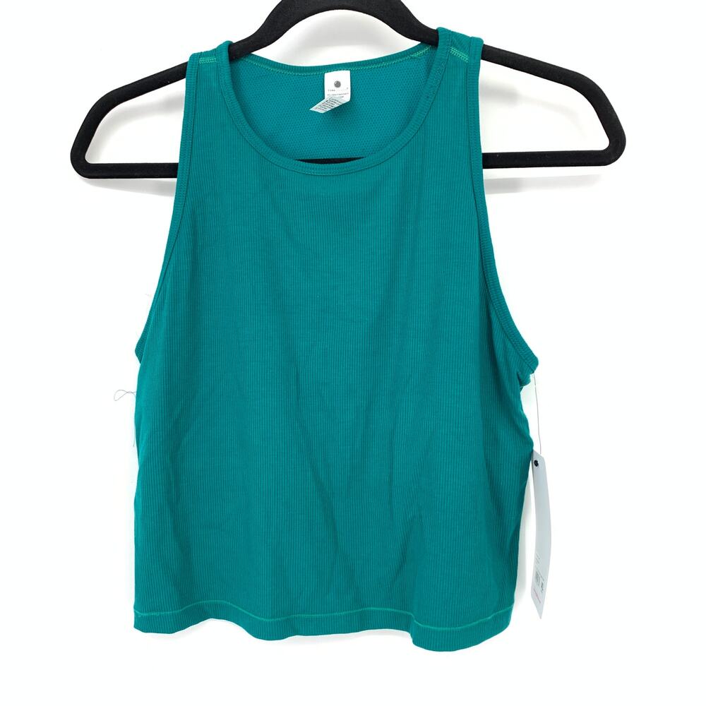 Yogalicious Heavenly Rib Stacy Crop Tank Womens Size XL Everglade Green NEW